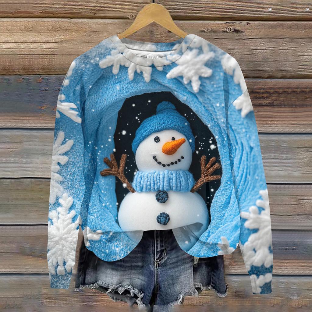 Женский рождественский спортивный худи с длинными рукавами и круглым вырезом