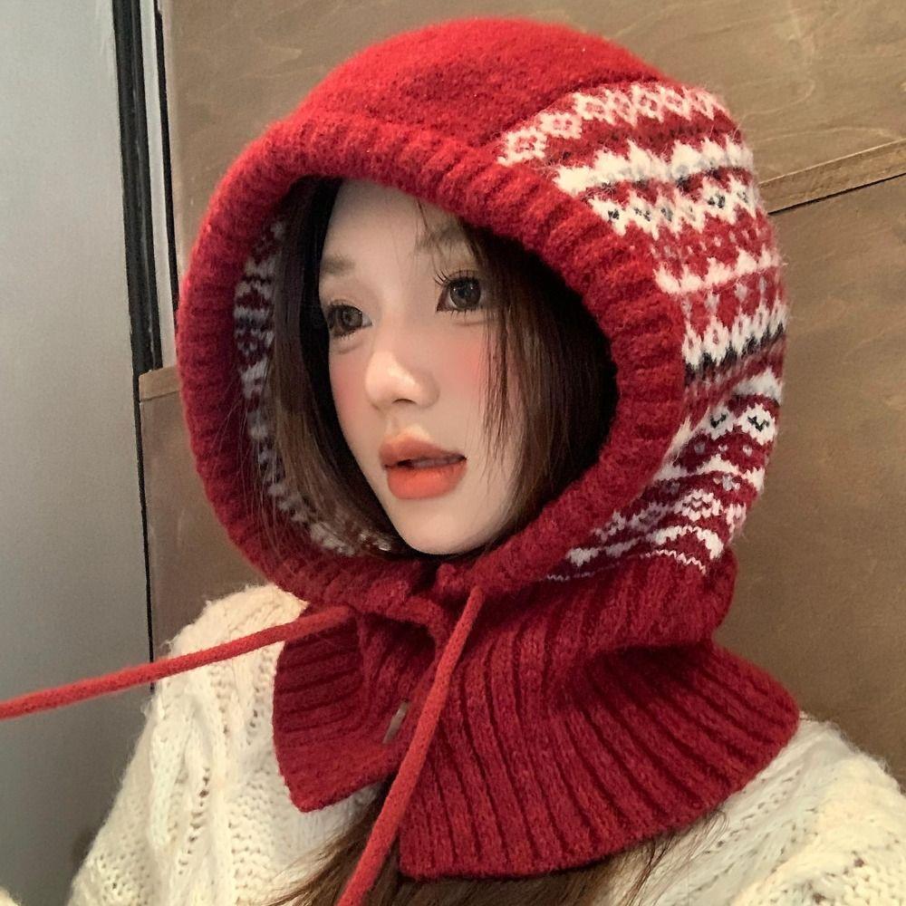 Пуловер Шапка Жаккардовая Балаклава Шапка С Принтом Зимняя Шапка Модный Вязаный Головной Убор в Стиле Фэр-Айл Уличный