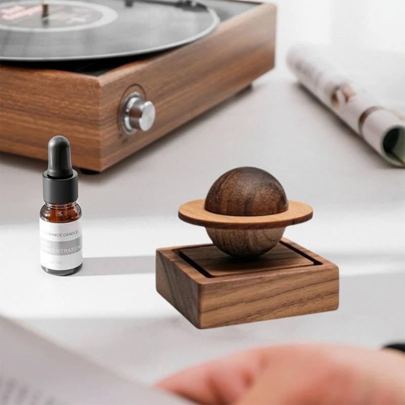 Fragrances Diffuser Walnut Wooden Rotating Planet Design No Electricity Required Essential Oil Aromatherapies Device