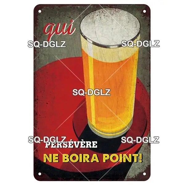 SQ-DGLZ Vintage Metal Sign French Beer Bar Tin Sign Shop Plate Home Bar Door Wall Decor Sticker Decoration Plaque Poster Gift
