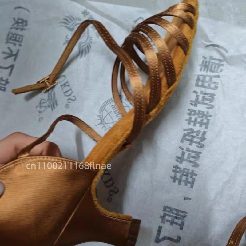 Женские Туфли на Высоком Каблуке Латиноамериканские Танцевальные Туфли Из Кованой Ткани Мягкая Подошва Танцевальные Туфли Женские Туфли для Танцевальных Выступлений и Тренировок