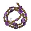 Natural Amethyst Labradorite Gemstone Smooth Beads Necklace 17" UB-4992 UB-4992