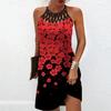 Summer Fashion Sexy Sleeveless Dress Soft Casual 3D Falling Flowers Print Dress Sleeveless Sling Dress Summer Suspender Dress