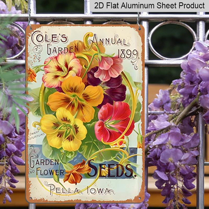 2D Flat Vintage Floral Aluminum Wall Art Sign - 7.87*11.8 Inch Rustic Metal Plaque with Intricate Flower Design, No Electricity Needed, Perfect for