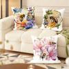 Watercolor beeflowers Cushion Cover Natural Linen Organic Fabric DoubleSided Printing Couch Pillow Covers Home Decor