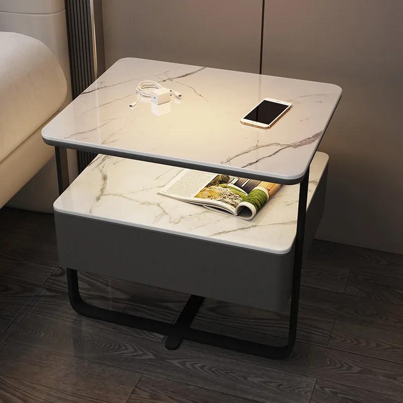 Умный деревянный прикроватный столик Современный стиль Тумбочки для спальни с беспроводной зарядкой Bluetooth-динамиком Домашнее хранение Боковой шкаф