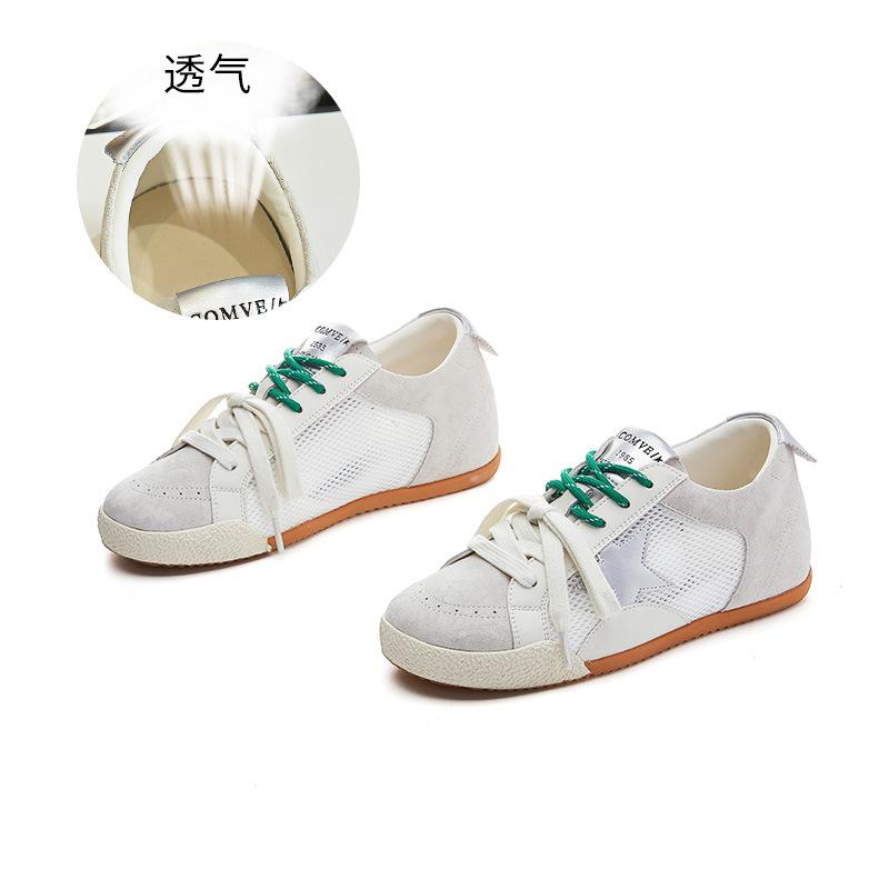 Внутренняя высота увеличивается на 2,5 см, кожаные немецкие кроссовки, лето 2025, новые туфли с плоской подошвой Star Forrest Gump, дышащие спортивные женские туфли