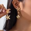 Light Luxury Dangle Earring For Women Trendy Irregular Ocean Element Pendant Earrings Vintage Metal Ear Decoration Accessories