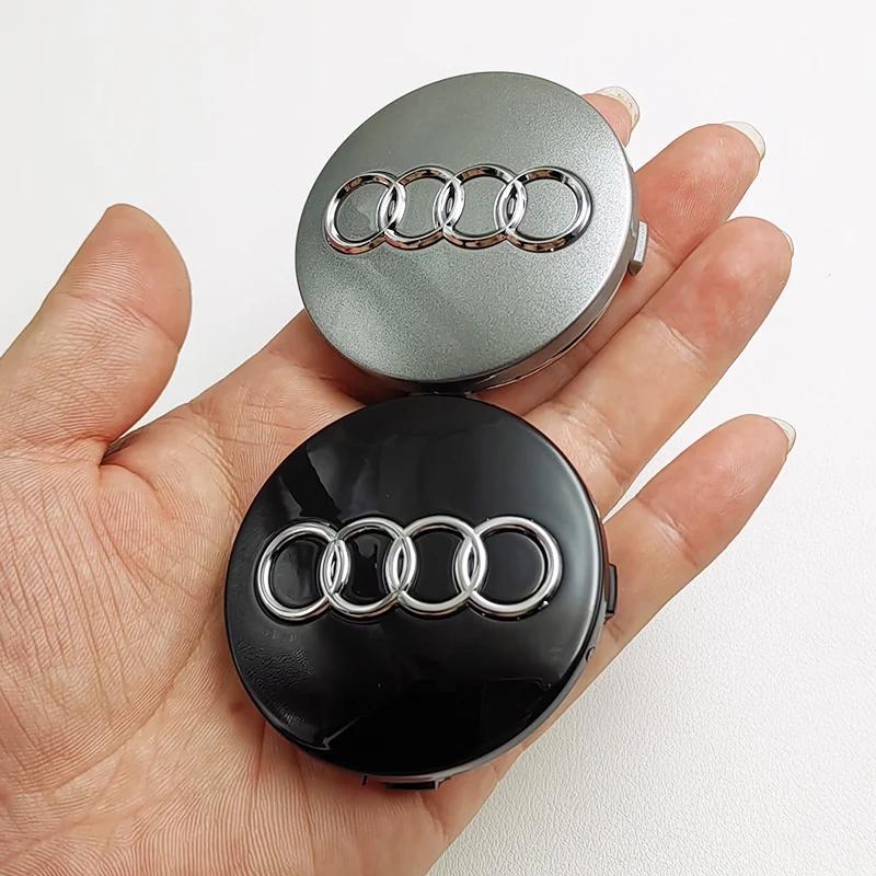 4pcs 60mm Black Grey Car Styling Badge Wheel Center Hub Cap Rim Caps For yngc9 Emblem 4B0601170 A1 A3 A4 A5 A6 Auto Accessories