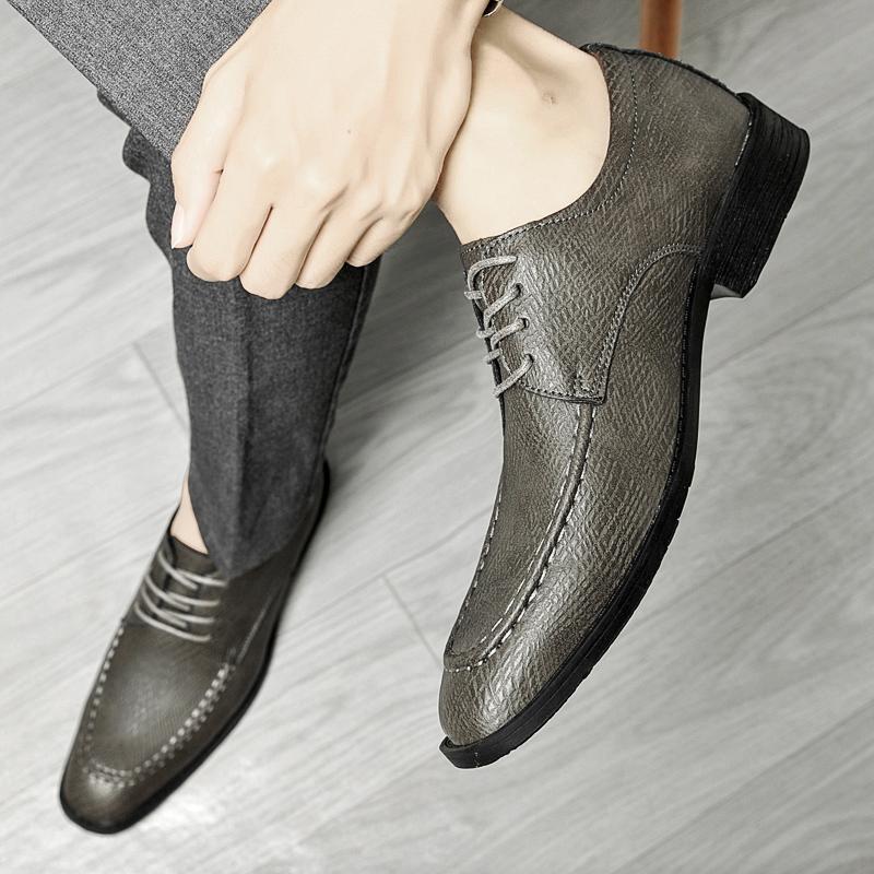 2025 Новая Повседневная Кожаная Деловая Обувь для Мужчин Дизайнерская Уличная Офисная Обувь на Плоской Подошве Натуральная Кожа Формальная Обувь на Шнуровке для Ходьбы
