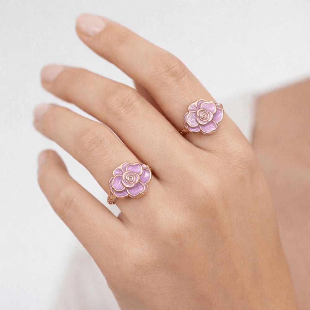 Dripping Oil Enamel Finger Ring Camellia Flower French Irregular Ring Retro Flower Ring  Women