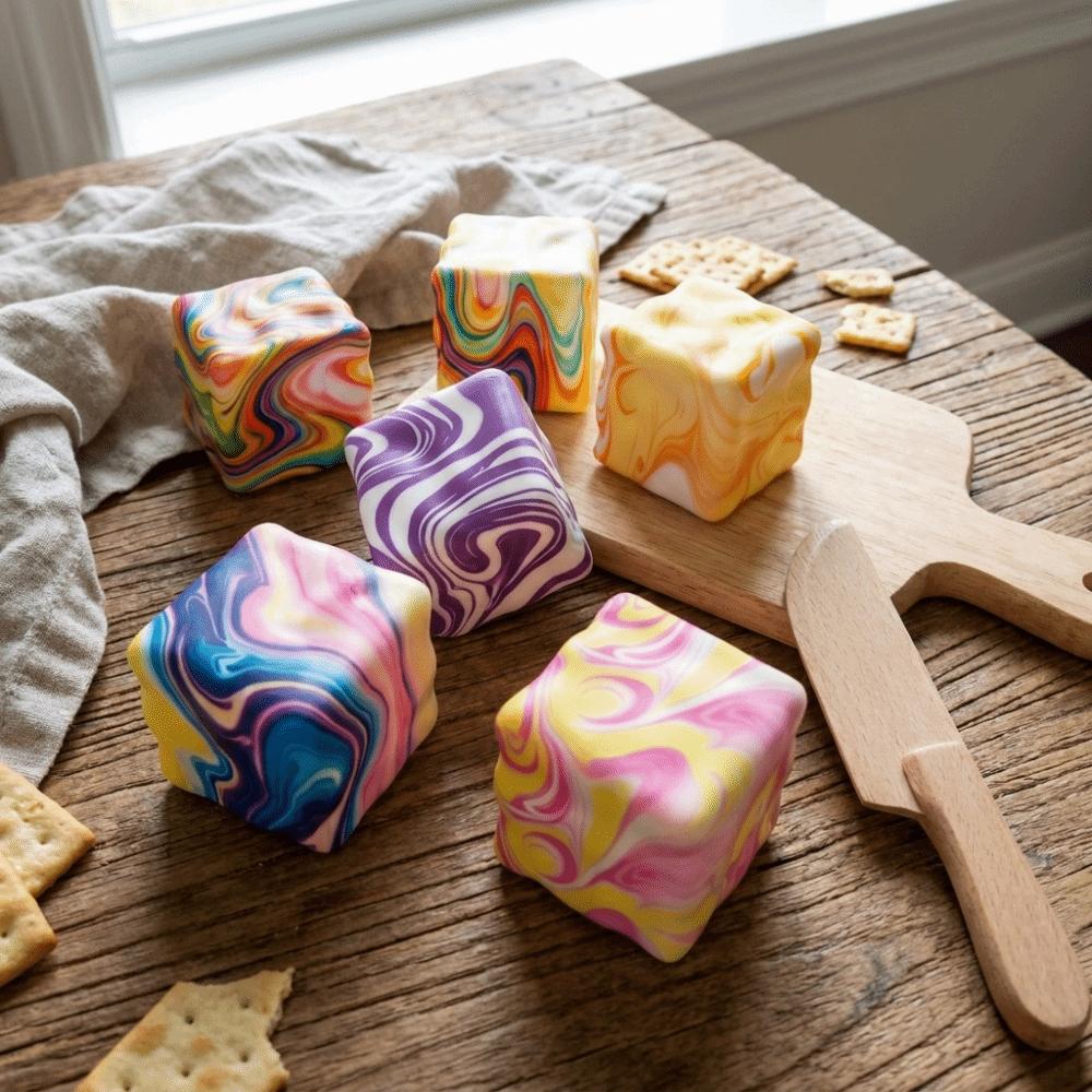 Realistic Cheese Squeezed Cube Super Soft Cheese Stress Ball Slow Rebound Fidget Toy  Office
