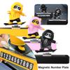 Magnetic Number Plate Universal Sliding Skateboard Bear Car Ornaments Silicone Cute Cartoon Doll Auto Interior Decoration