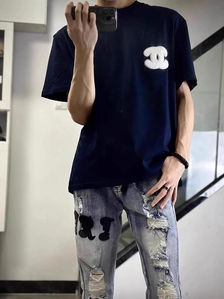 High Street Embroidered Anir Slim Fit Jeans - Men's Trendy Skinny Pants, Student Style