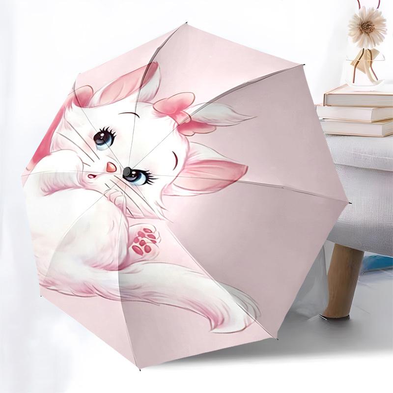 Marie,Pink Themed Automatic Opening and Closing Umbrella, Brightly Colored 8-rib Portable Umbrella, Suitable for Men and Women, A Perfect Gi
