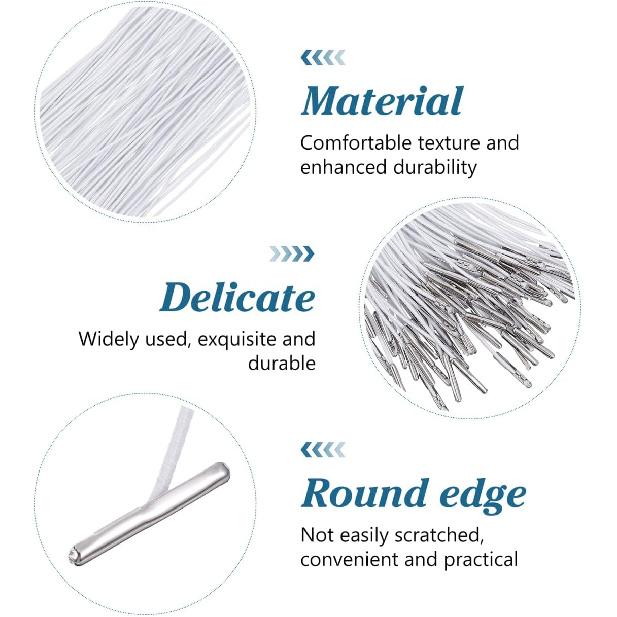Garneck 100pcs White Elastic Ropes with Metal Hooks Barbed Cords Loop Round String with Metal Barbs Ropes for Party Cosplay Mask DIY Hat