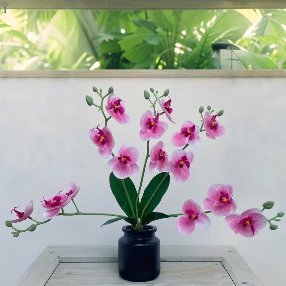 Realistic Simulation Orchid Flowers 5 Heads Fake Flower Artificial Orchid Outdoor Garden Decor