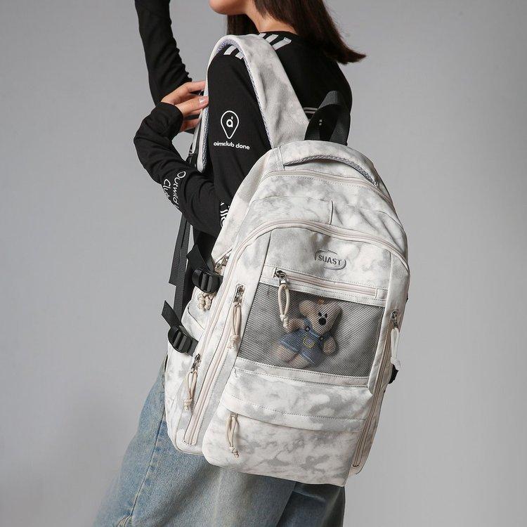 Schoolbag Lightweight School Bag Boys Camouflage Junior High School High School Students Large Capacity Backpack Women's Commuter Travel Computer