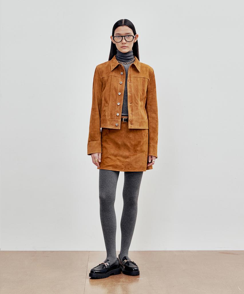 Aendeuloseu Goat Suede Miniskirt (Tinsel Brown)