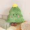 50x45x8cm Green Christmas Tree Plush Pillow Stuffed Soft Plant Smiling Face Holiday Party Home Decor Plushie Peluche Kids Gift