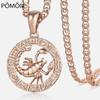 Women's Zodiac Sign Pendant 12 Constellation Charm Rose Gold Necklace Aries Leo Scorpio 3mm Snail Jewelry GP278