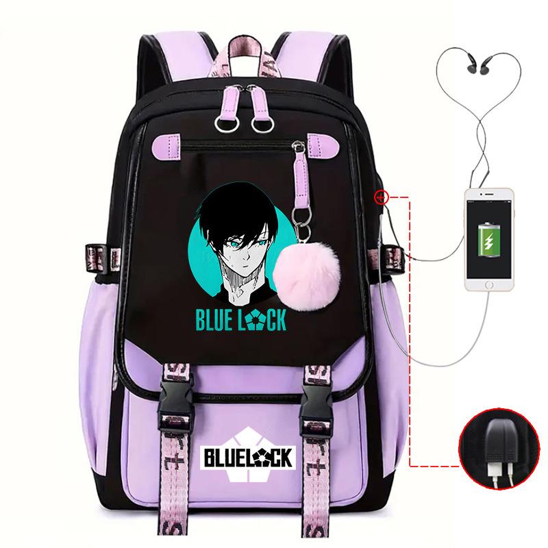 Blue Prison Anime School Bag College Wind Large Capacity Middle School Student Usb Backpack