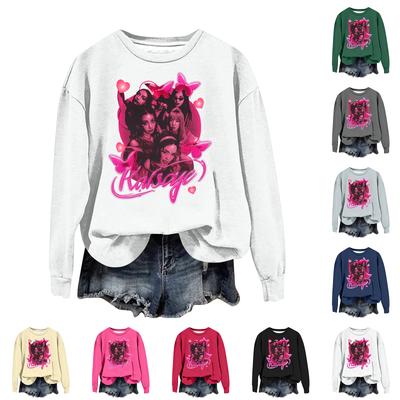 Женская модная повседневная толстовка с длинным рукавом, свободного кроя, с принтом