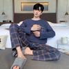 Пижамный комплект для мужчин в полоску размера плюс 5XL 6XL, весна-осень, хлопковая пижама для мальчиков, ночная рубашка с длинным рукавом, домашняя одежда, одежда для ношения до 120 кг