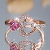 Роскошное женское кольцо на палец в форме сердца с цирконовым камнем цвета розовой розы, винтажное, золотого цвета, обручальное кольцо, свадебные украшения для женщин