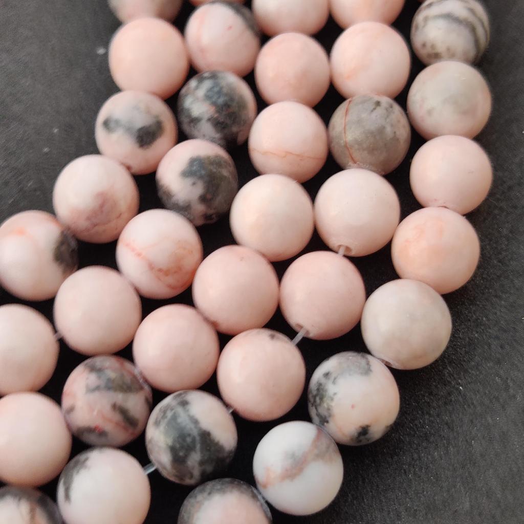 Hand Polish Natural Pink Zebra Jasper Gemstone Round Smooth Beads, Strand Size 14 To 15 Inch Size Available, 6 Mm 8 Mm 10 Mm.