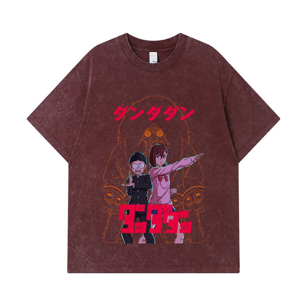 275 GSM Washed T-shirts 100% Cotton Dandadan V13 Turbo Granny Print Unisex Heavy Cotton T Shirt