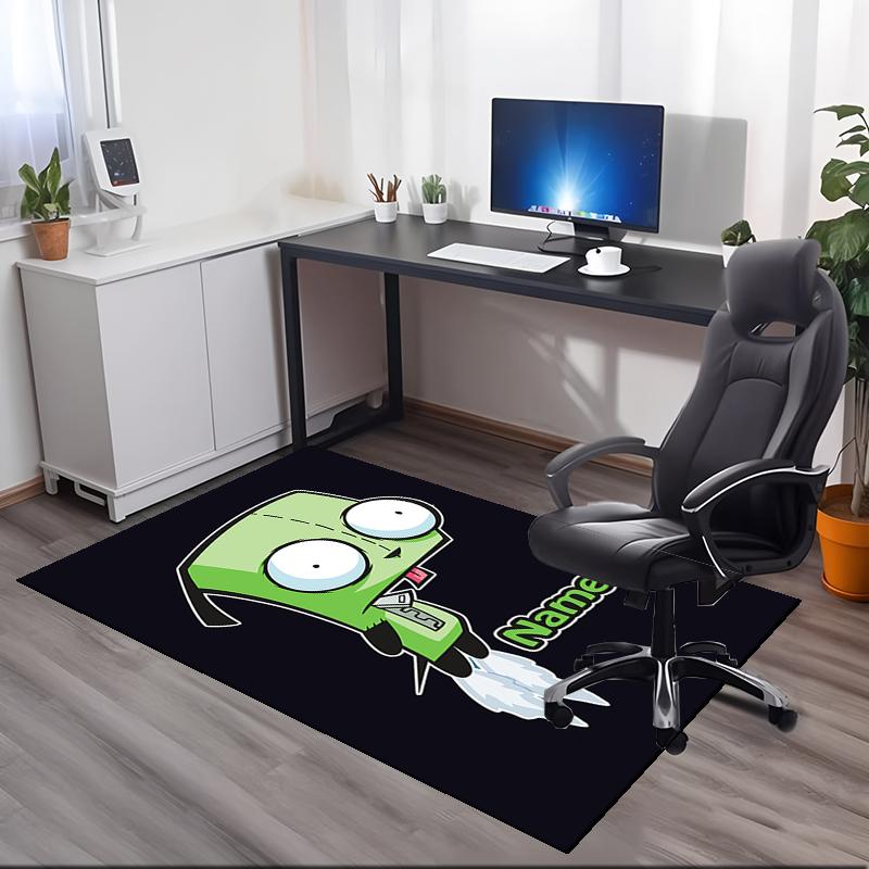 Custom Name Invader Zim Printed Carpet, for Office Chair Living Room Bedroom Kitchen Room Decor Gifts.