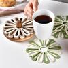6Pcs Nordic Silicone Placemats Flower Relief Embossed Round Heat Insulation Non-Slip Tablemat Coaster Decor Tableware Dining Mat