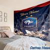 Custom Name France Football Emblem Printed Tapestry, for Bedroom,Livingroom, dormitory, Large Wall Decor, Fabric Decor Fan Birthday Gifts