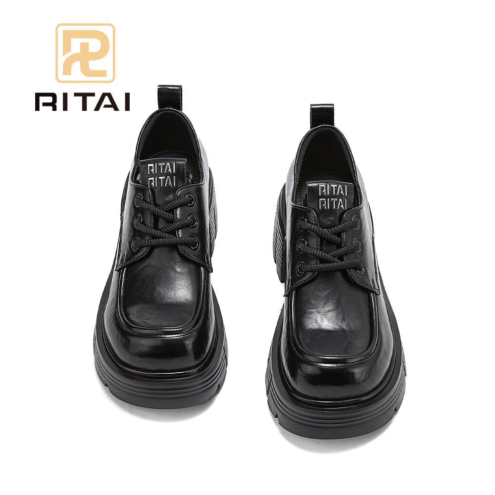 Женские кожаные туфли на шнуровке, увеличивающие рост, туфли на толстой подошве, удобные повседневные туфли в стиле ретро