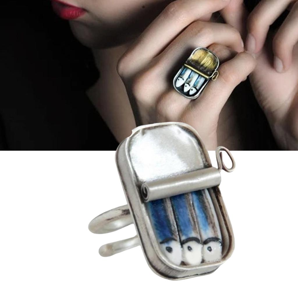 Креативные кольца в форме банки из-под сардин, портативные, для вечеринок и повседневной носки, прочные и удобные наряды