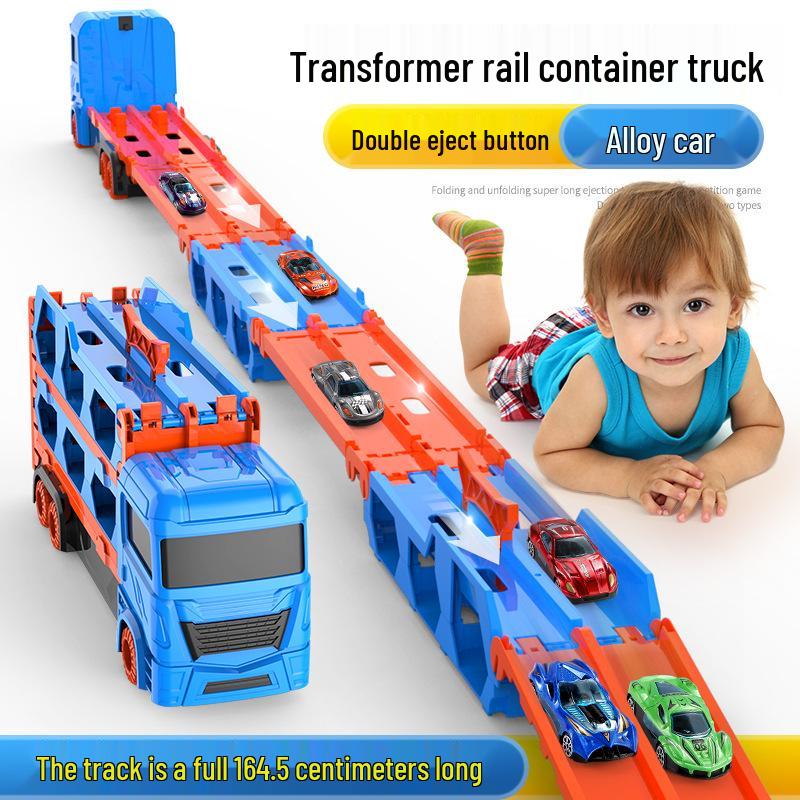 Children's Extra Large Transforming Toy Car Track & Alloy Racing Truck Set