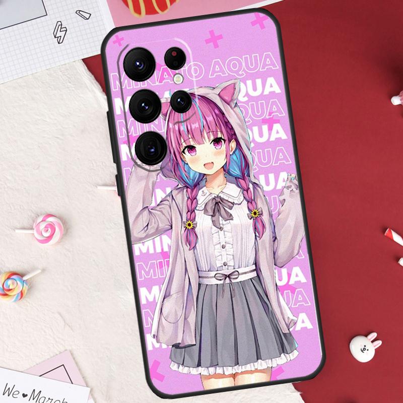 Чехол Hololive Minato Aqua для Samsung Galaxy S26 Ultra S23 S22 S21 S20 S24 S25 Ultra S10 Plus S25 FE Защитный корпус