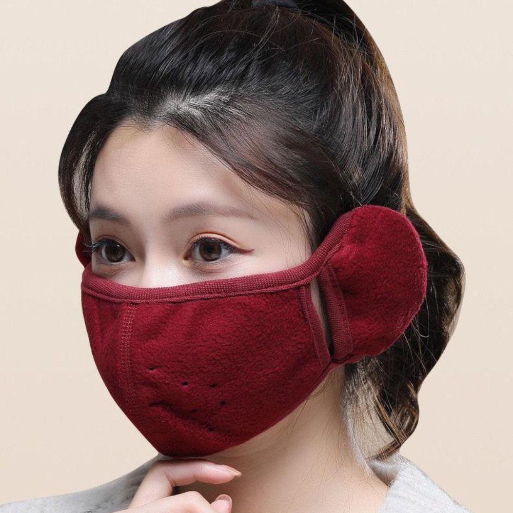 Fleece Earmuffs Mask Thermal Half Face Mask Breathable Earflap Wrap Mask  Riding