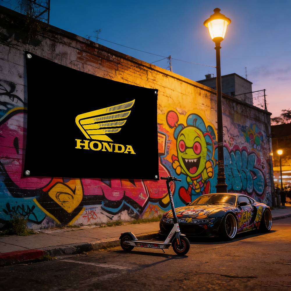 lqdf1 Motorcycle For HONDA Decorative Flag High Quality Polyester Fade Resistant Machine Washable Indoor Outdoor Hanging Banner