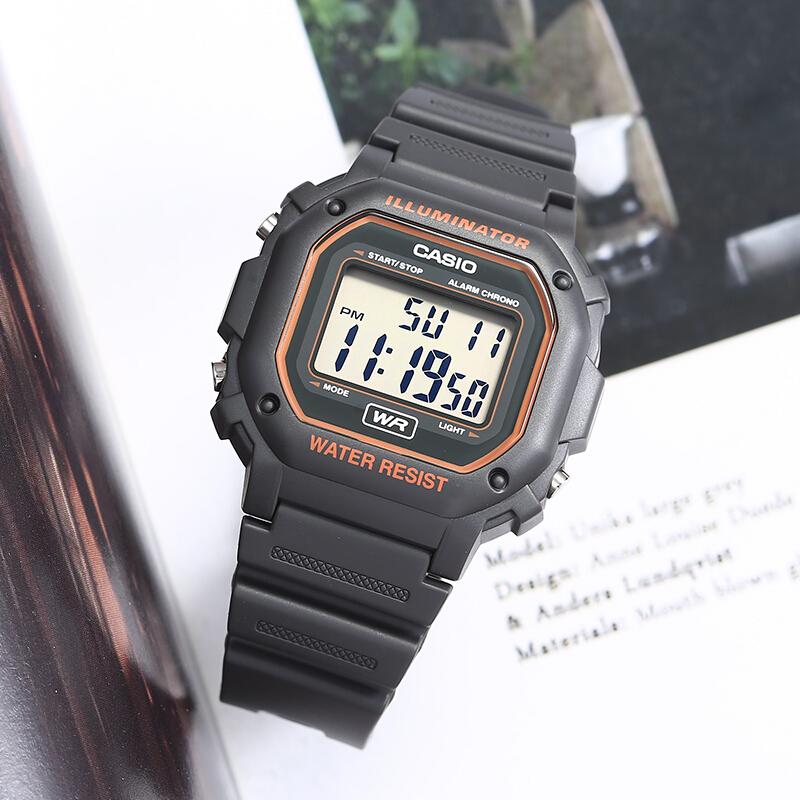 Casio Стандартная серия Цифровые квадратные часы Ретро Водонепроницаемые Классический кварцевый механизм Ремешок из смолы Женские часы Серый F-108WH-8A2