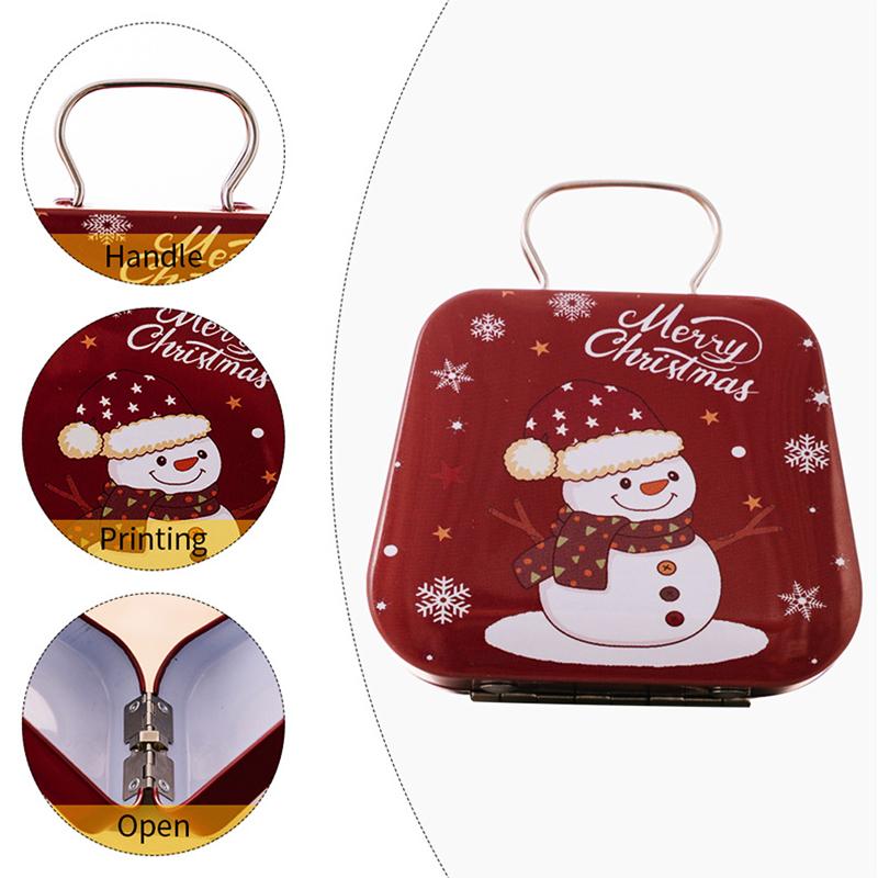 Christmas Mini Tinplate Handbag Christmas Tin Gift Box Metal Candy Box Cookie Boxes For Holiday Xmas Party Supplies Ornaments