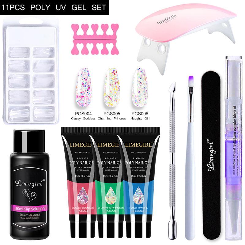 Акриловый гель Полигель для ногтей Набор для наращивания ногтей Блестящий гель УФ-строительный гель Маникюрный набор