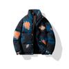 Winter Printed Gradient Cotton-padded Coat Men and Women with The Same Couple White Duck Down Thick Warm Men's Coat Top