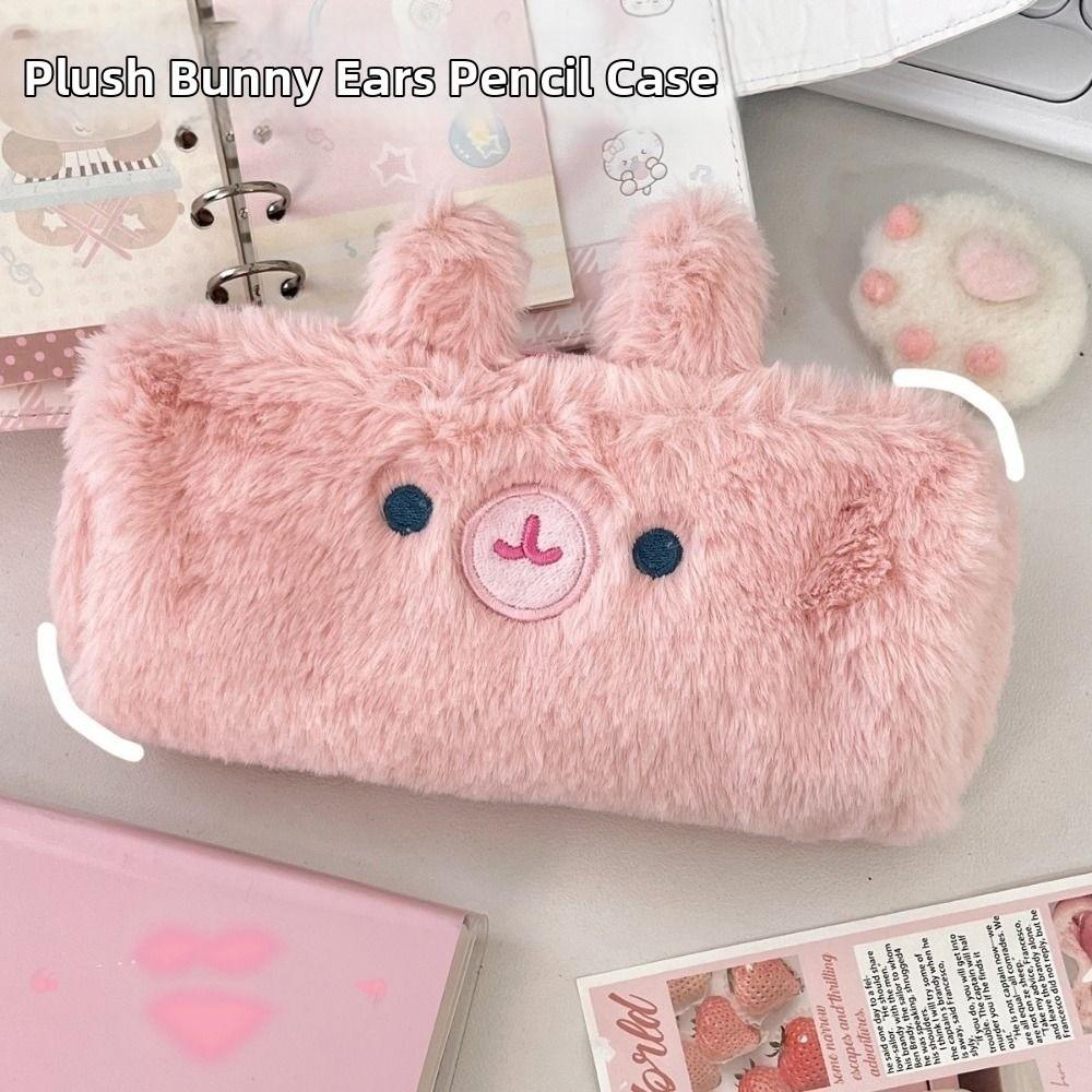 Kawaii Rabbit Shape Pencil Bag Large-Capacity Stationery Pouch Plush Little Pig Pencil Case Girls