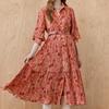 Maja Flower Belted Chiffon Pleated Shirt Dress
