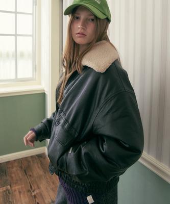 Haint Notie Fake Fur Leather Blouson_Black
