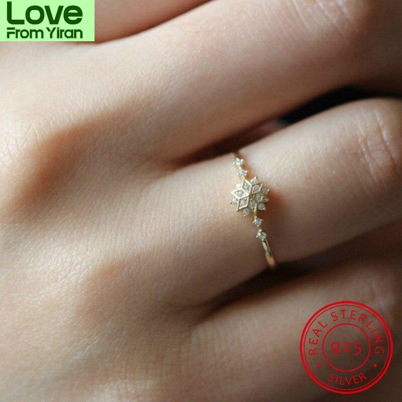 Кольцо из стерлингового серебра 925 пробы, женское кольцо в виде снежинки с камнем, изящные обручальные кольца для женщин, тонкое кольцо с белым цирконием, ювелирные изделия