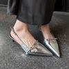 Fashion 2025 Spring New Women Pointed Toe Sandal Shoes Fashion Shallow Slip On Ladies Elegant Slingback Shoes Thin Low Heel Pumps