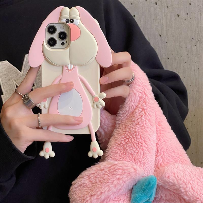 Корейский милый 3d забавный чехол с кроликом с зубами для Iphone 14 13 12 11 Pro Max, милый силиконовый противоударный мягкий чехол с рисунком, принципиально